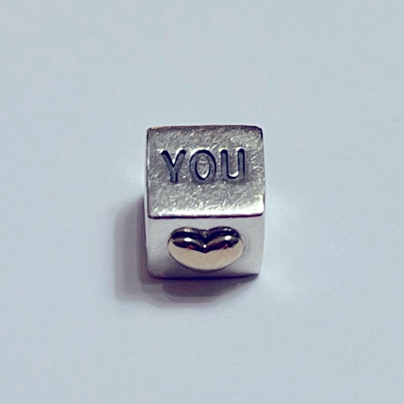 Retired Pandora Sterling Silver/14k gold “I Love You” block charm. - Picture 2 of 6